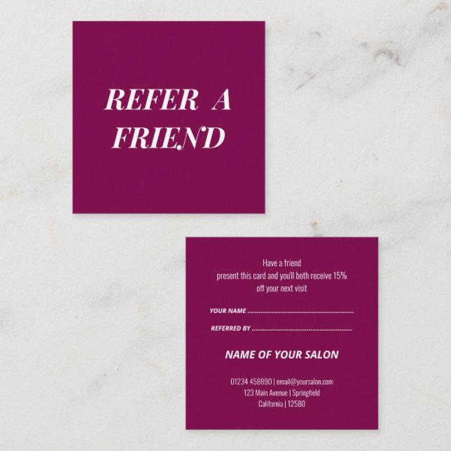 Cartões de referência magenta negros (Frente/Verso)