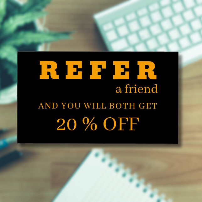 Cartões de Referência Pretos Neon Laranja Moderno (Criador carregado)