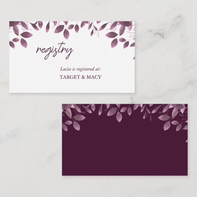 Cartões de Registro de Chá de Noiva de Folha da Fl (Frente/Verso)