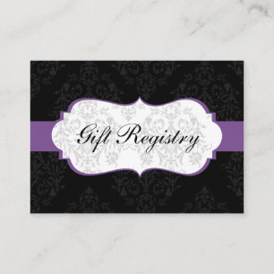 Cartões de registro de presentes roxos