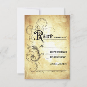 Cartões de resposta de casamento antigos vintage