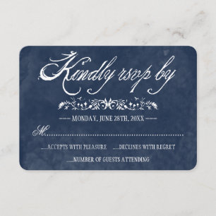 Cartões de Resposta de Casamento Blue Watercolor