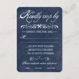 Cartões de Resposta de Casamento Blue Watercolor