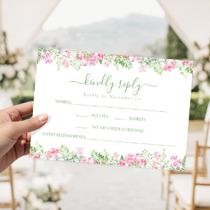 Cartões de resposta de casamento Blush Pink Floral