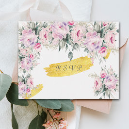 Cartões de Resposta de Casamento com Peônias Rosa