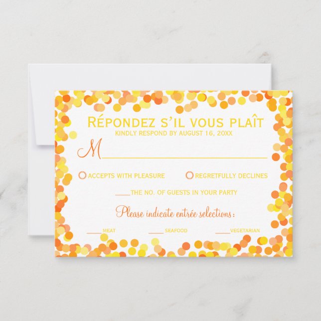 Cartões de Resposta de Casamento Confetti (Frente)