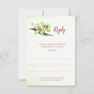 Cartões de resposta de casamento da Orquídea Verde