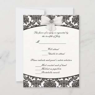 Cartões de Resposta de Casamento Damask Elegance