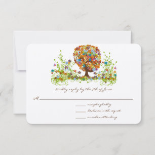 Cartões de Resposta de Casamento de Árvore de Flor