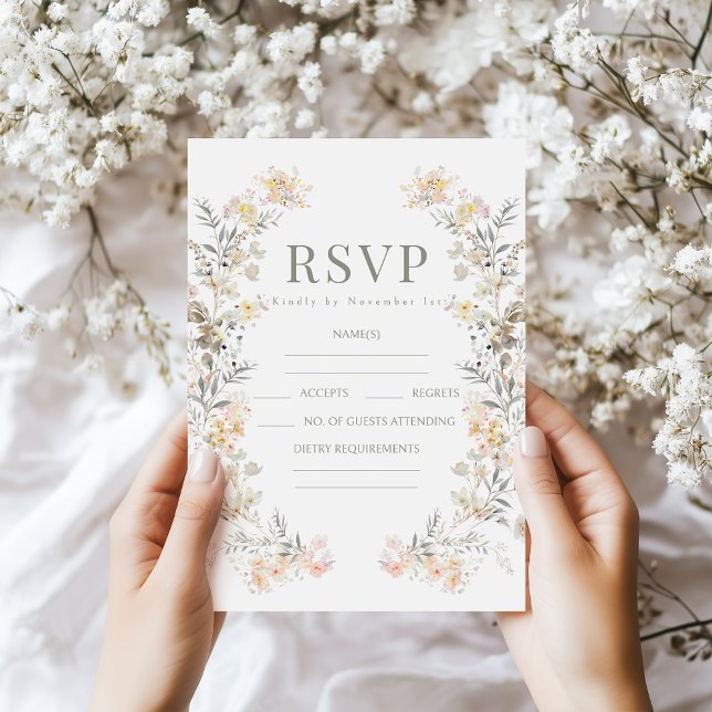 Cartões de resposta de casamento de flores silvest (Criador carregado)