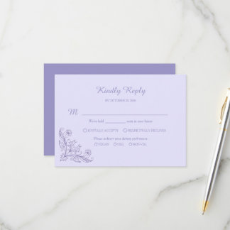 Cartões de Resposta de Casamento de Lavanda Floral