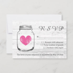 Cartões de resposta de casamento de mason jar RSVP