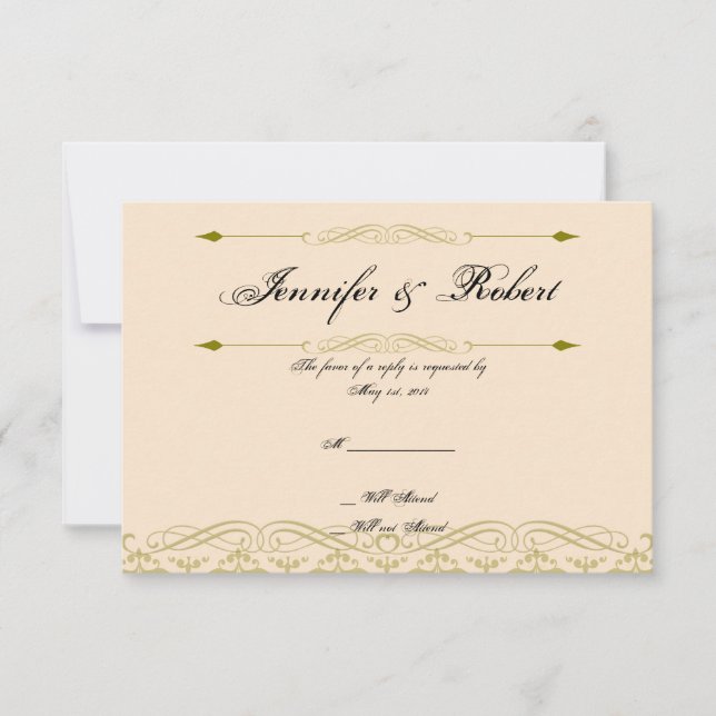 Cartões de resposta de casamento Dourado na Costa  (Frente)