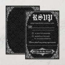 Cartões de Resposta de Casamento em Preto no Estil