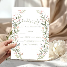 Cartões de resposta de casamento florais com flore