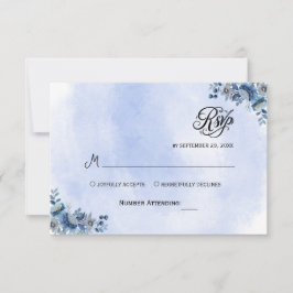 Cartões de Resposta de Casamento Floral Azul