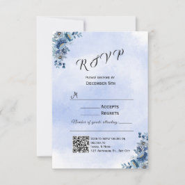 Cartões de Resposta de Casamento Floral Azul