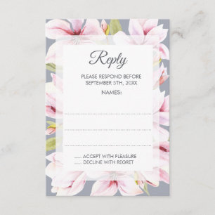 Cartões de Resposta de Casamento Floral Magnolia C