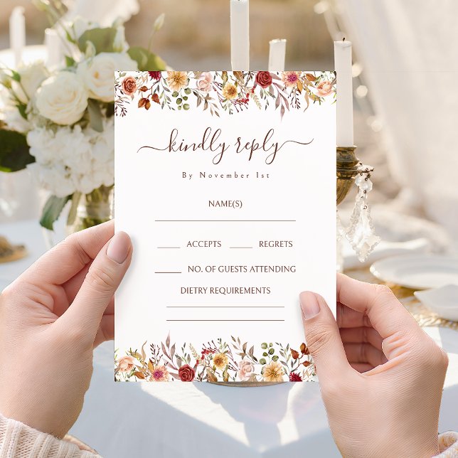 Cartões de Resposta de Casamento Floral Rústico Bo (Criador carregado)
