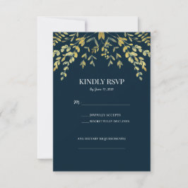 Cartões de resposta de casamento formal com folhas