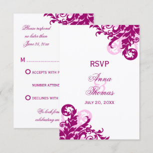Cartões de Resposta de Casamento Magenta Flourish