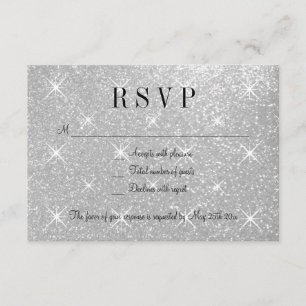 Cartões de resposta de casamento RSVP com brilho d