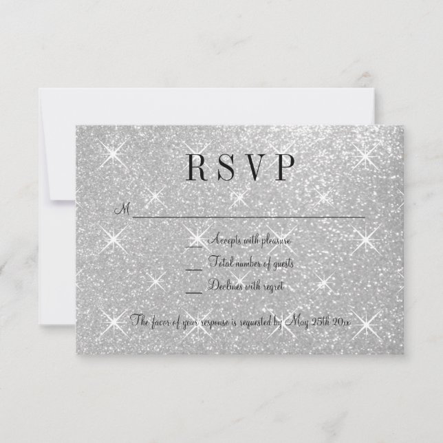 Cartões de resposta de casamento RSVP com brilho d (Frente)