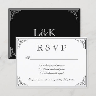 Cartões de resposta de casamento RSVP de elegância