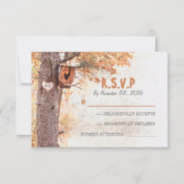 Cartões de resposta de casamento rústicos da árvor