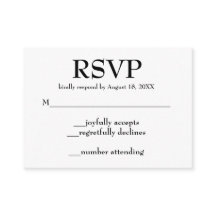 Cartões de Resposta de Casamento Simples
