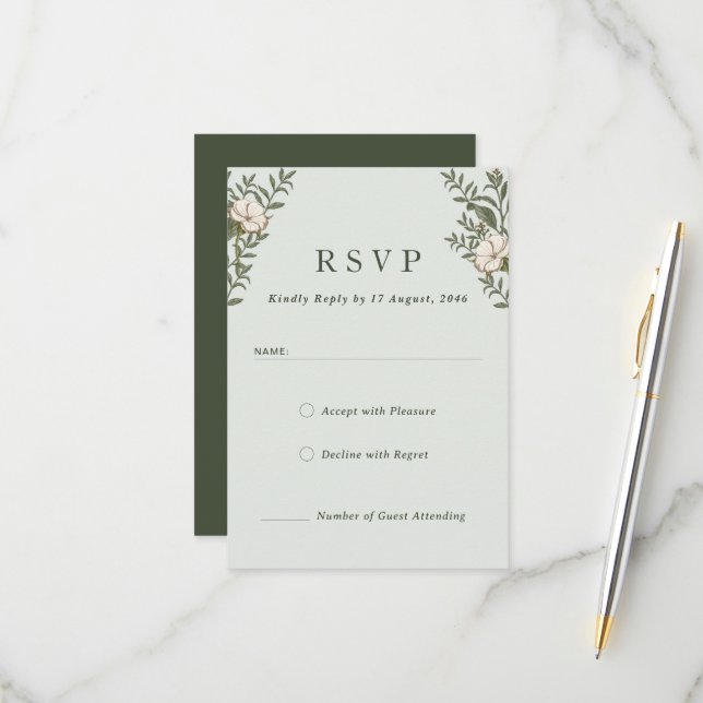 Cartões de Resposta de Convite para Casamento de F (Frente/Verso In Situ)