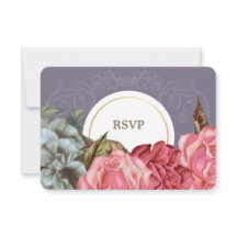 Cartões de Resposta de Pintura Floral Vintage Eleg