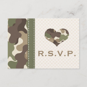 Cartões de resposta de RSVP do Coração Camo Camouf