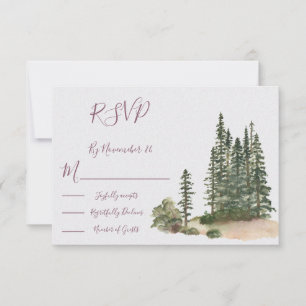 Cartões de resposta de Watercolor Woodland Wedding