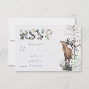 Cartões de resposta de Watercolor Woodland Wedding