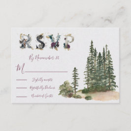 Cartões de resposta de Watercolor Woodland Wedding