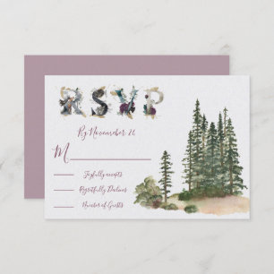 Cartões de resposta de Watercolor Woodland Wedding