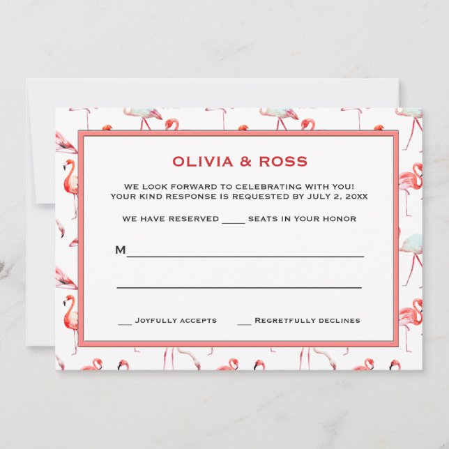 Cartões de Resposta Flamingos Bonitos (Frente)