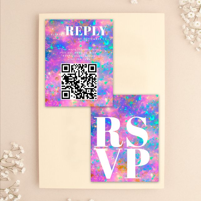 Cartões de Resposta Gold Opal Stone para Código QR (Front / Back)