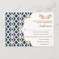 Cartões de resposta marinho Azul e Dourado para ca