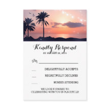 cartões de resposta para casamento ao pôr do sol c