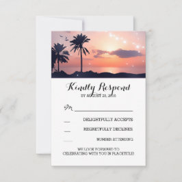 cartões de resposta para casamento ao pôr do sol c