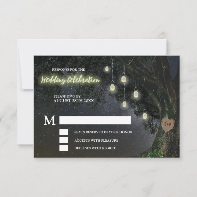 Cartões de Resposta para Casamento Firefly Mason J (Frente)