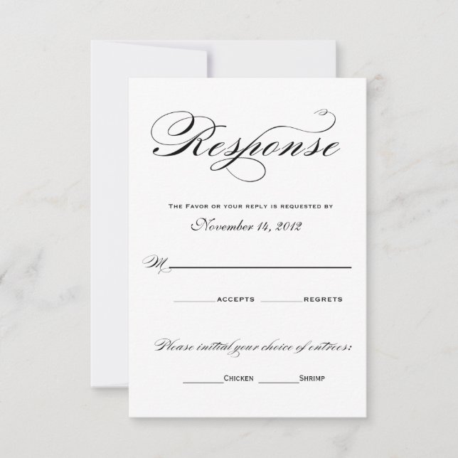 Cartões de resposta românticos - Preto e Branco (Frente)