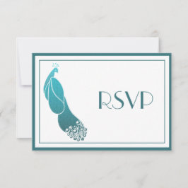Cartões de Resposta RSVP Art Deco Pavão em Verde T