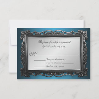 Cartões de resposta RSVP Azul de Quadro Gótico