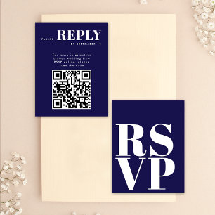 Cartões de Resposta RSVP Azul-Navy Elegantes com C