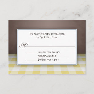 Cartões de resposta RSVP Brown Gingham Amarelo