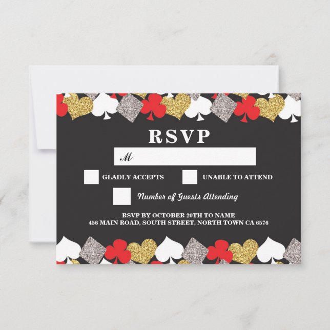 Cartões de Resposta RSVP Casamento Las Vegas Casin (Frente)