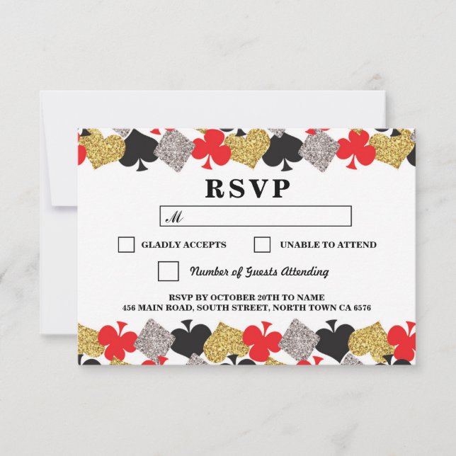Cartões de Resposta RSVP Casamento Las Vegas Casin (Frente)